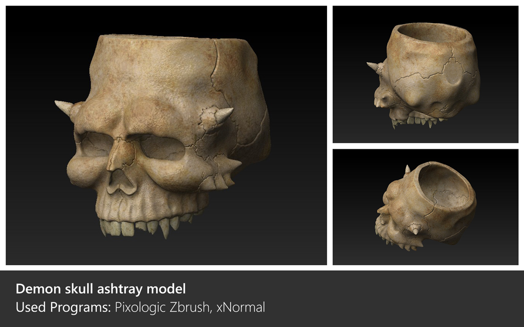 Demon skull ashtray model