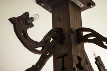 Viking chandelier - dragon head detail