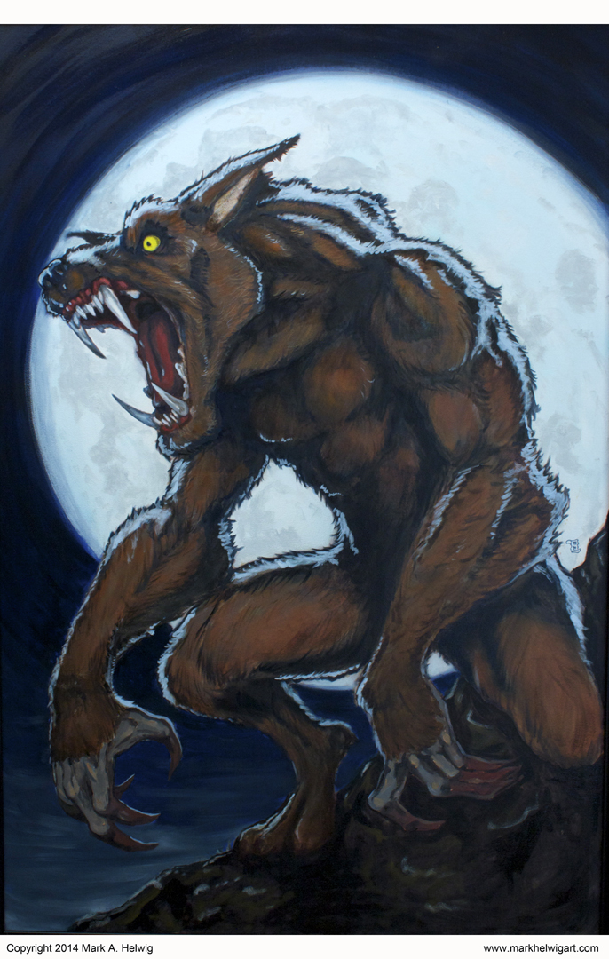 Werewolf Moon Painting, oils on canvas, 24x36