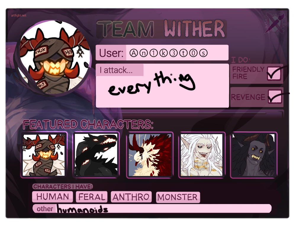 ArtFight 2022 Team Card by AN1k3T0S on DeviantArt ArtFight 2022 Team Card by AN1k3T0S on DeviantArt