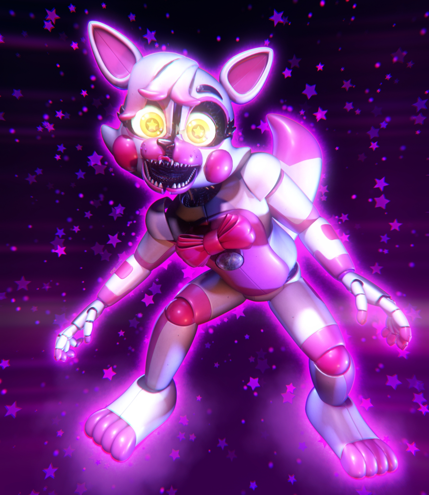 C4D) Stylized Funtime Foxy and Funtime Chica UCN by springSoffia