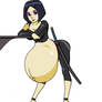 Very pregnant lady with sword