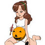 Pregnant Mabel's painted pumpkin bump