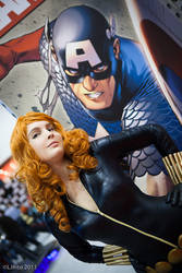 avengers with black widow and cap