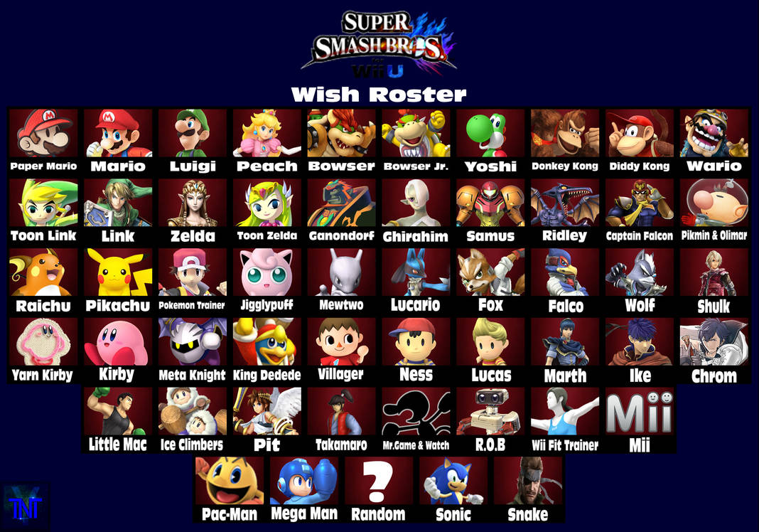 Super Smash Bros. Wii U/3ds Roster Outdated by TNTyoshiART on DeviantArt