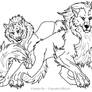 Tiger and wolf lineart
