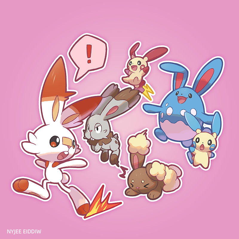 Scorbunny and other bunny pokemon by Nyjee on DeviantArt