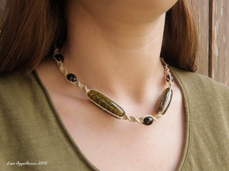 Spiderweb Agate Hemp Necklace