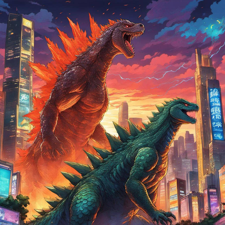 Two Godzilla's two Godzillas by quillanlockard on DeviantArt