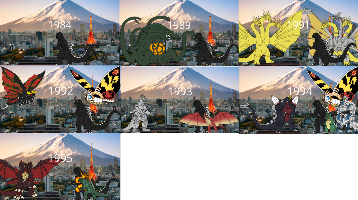 Godzilla Evolution Design Evolution of godzilla (1954 to 2024) part 2 by quillanlockard on DeviantArt