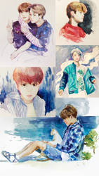 BTS Watercolor Sketches