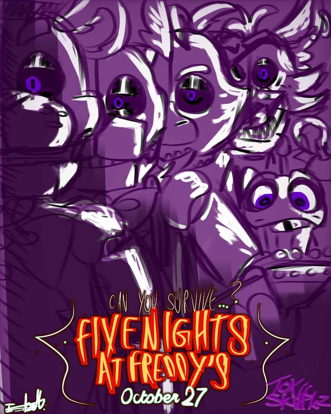 Can you survive Five nights at Freddy's (FNAF MOVIE POSTER Redraw