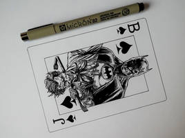 Three Jokers playing card (ink drawing)