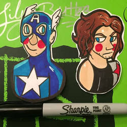 Cap and Bucky stickers