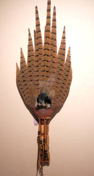 Pheasant fan with wooden handle