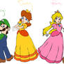 Luigi Daisy Peach and Mario