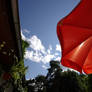 Red Umbrella in the Sky
