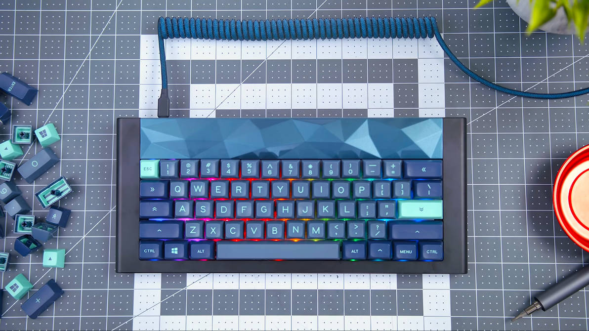 beautiful 60% bleu mechanical keyboard by Ferrisfiras on DeviantArt