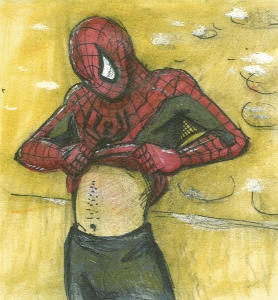 Lautrec-inspired Spider-Man on a Post-It