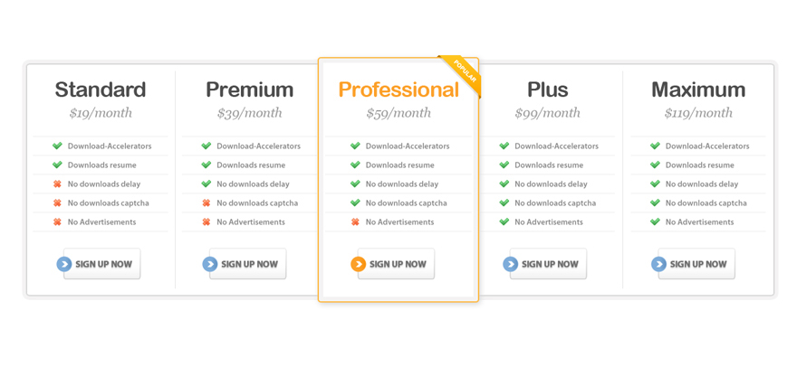 Pricing Table