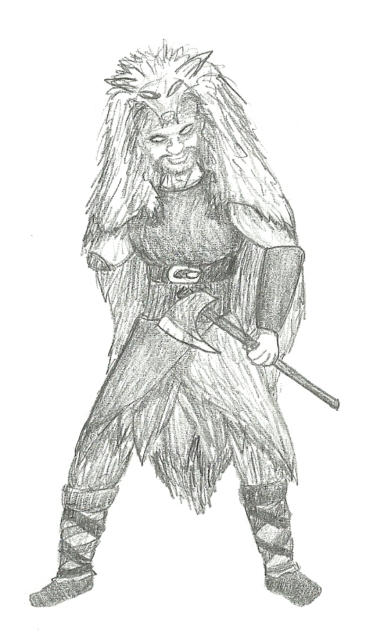 A menacing manga depiction of tyr, the norse god diety