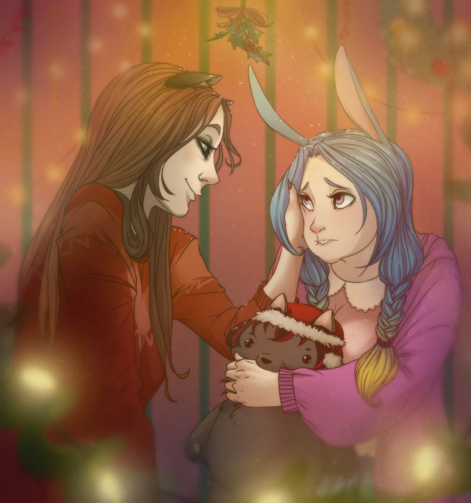 Raccoon And Bunny Art