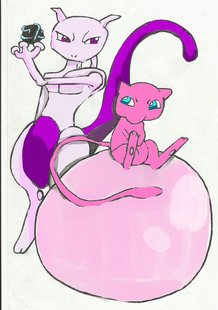 Mew and Mewtwo finshed version color