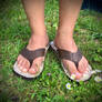 brown summer flip flops