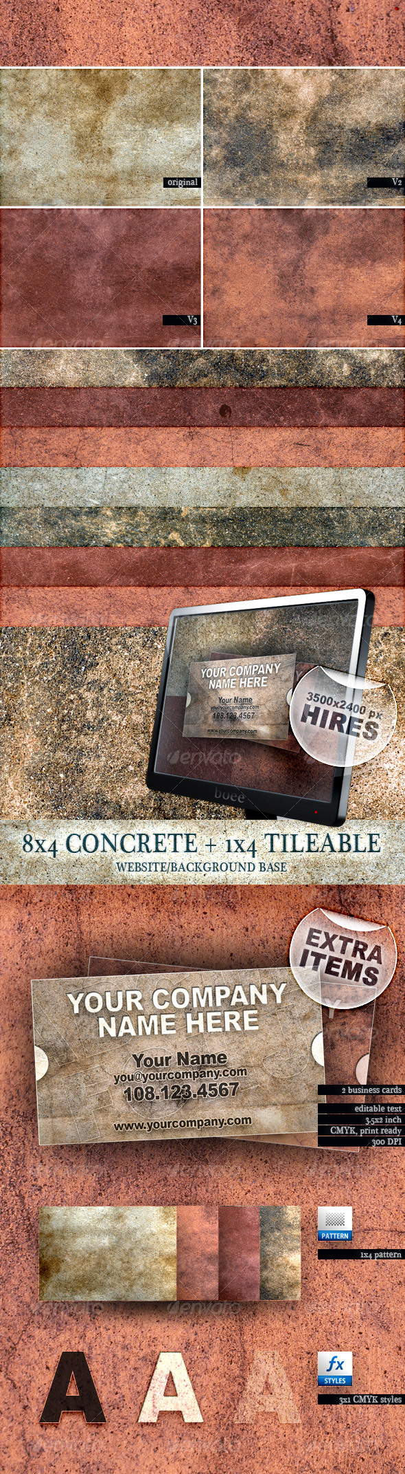 8x4 Concrete Textures by boeenet