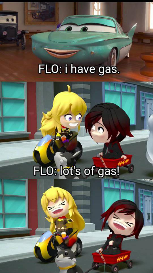 Ruby Flo Ruby and yang laugh at flo's I have gas joke by CozadArts123 on DeviantArt