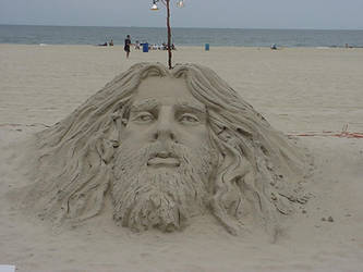 jesus in the sand