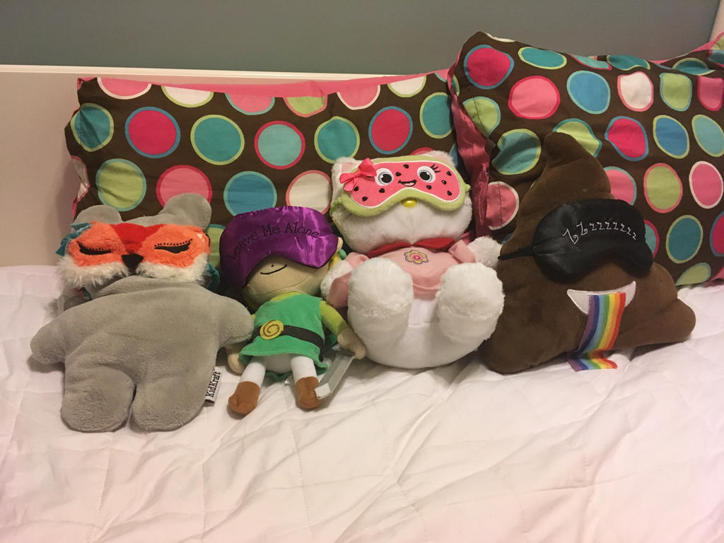 Aah! My plushies stole my sleep masks!