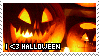 Text that says 'I <3 halloween' on a background of jack-o-lanterns