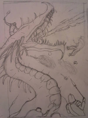 Compositional drawing for Glaurung vs Azaghal