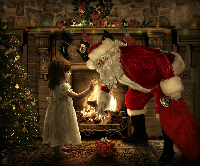 Santa Claus with Little Girl by MeeranUhm