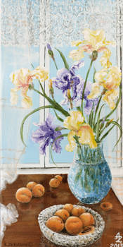 Irises with apricots