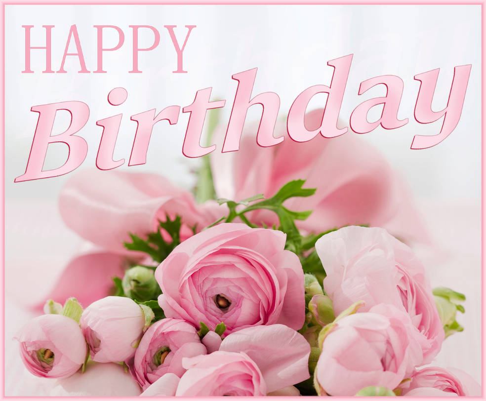 Happy Birthday. Pink bouquet