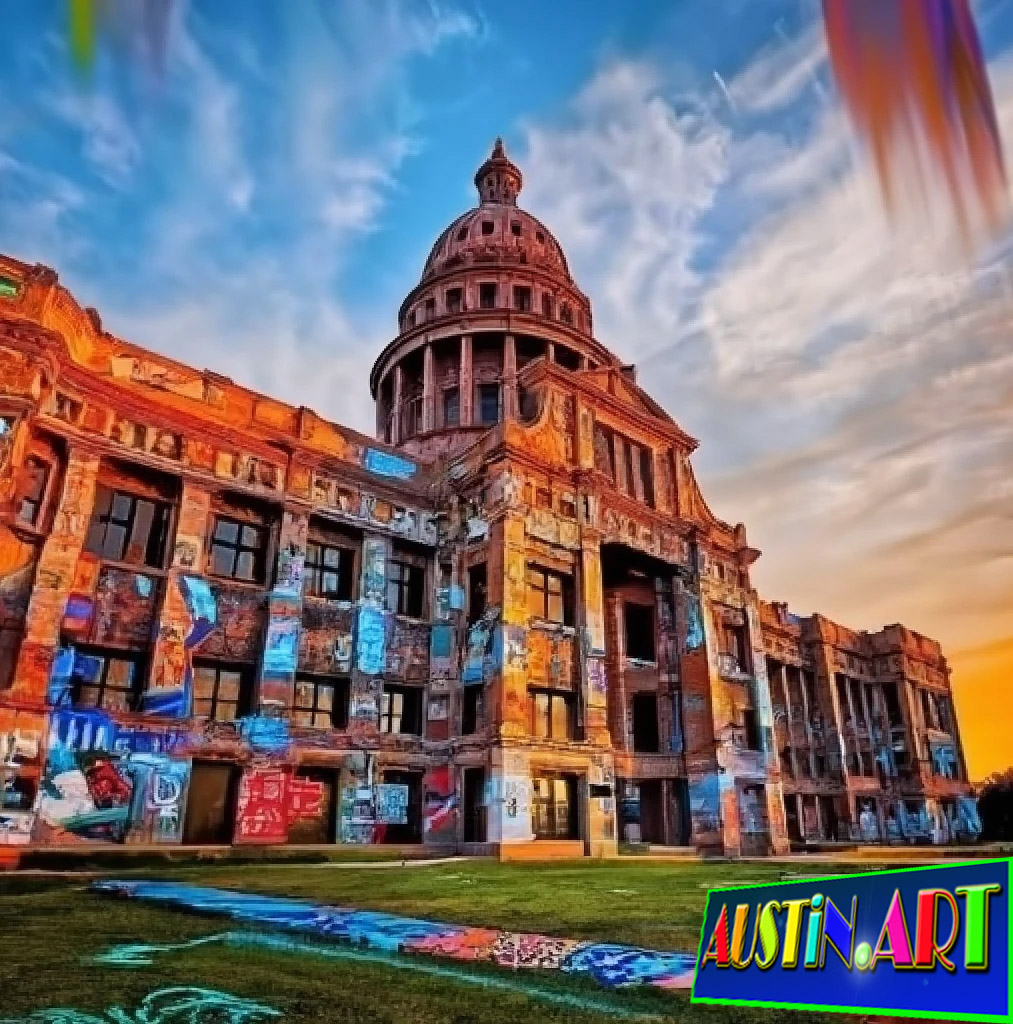 Austin Capitol Building With Graffiti By DAPACU
