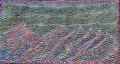 Geometrical Relief Colored Painting With Glitter