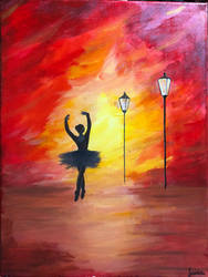Ballerina with streetlights