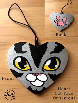 Arts and Craft - Heart Cat Face ornament