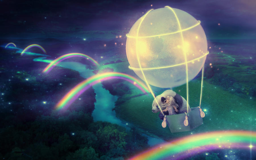 На луну на воздушном шаре. Воздушный шар в космосе. Сказочный воздушный шар. Воздушный шар в космосе арт. Панда на воздушном шаре.