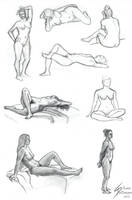 Nude Drawing  9 female model by Dragunalb