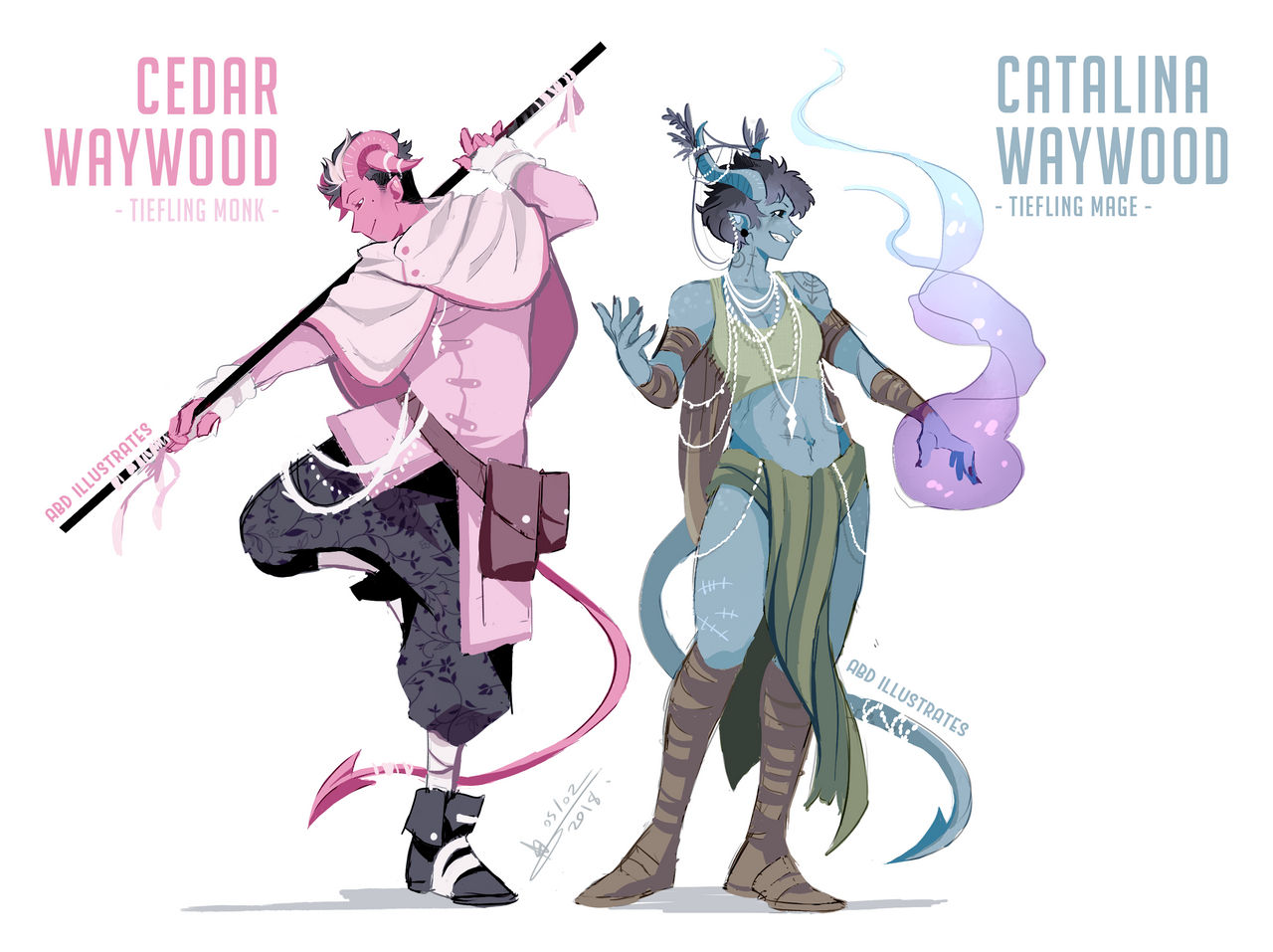 DnD Character Designs: the Waywood Siblings by ABD-illustrates on