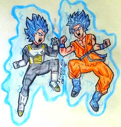 Goku SSGSS vs Vegeta SSGSS - Dragon Ball Super