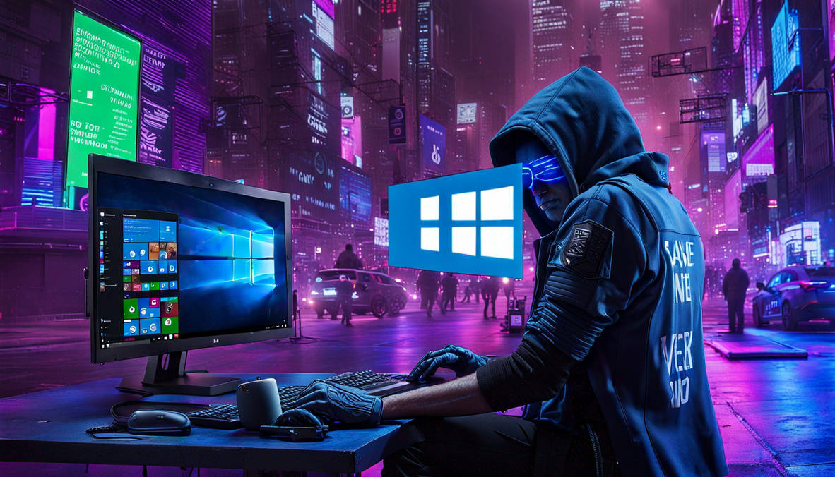 Windows10hacker protest cyberpunk save win10 compu by ...