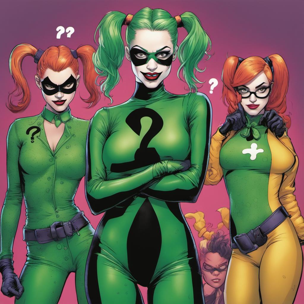 Harley Riddler Harley Quinn wearing green Riddler catsuit by jarvik2009 on DeviantArt