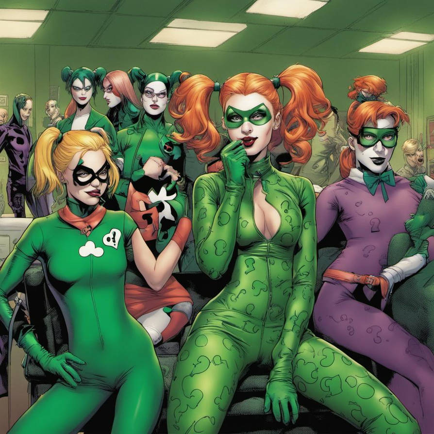Harley Riddler Harley Quinn wearing green Riddler catsuit by jarvik2009 on DeviantArt