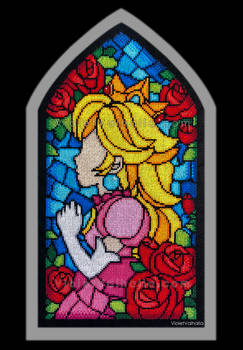 Princess Peach Stained Glass Window Cross-stitch