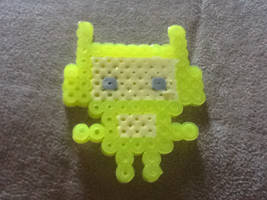Kawaii robot perler bead yellow